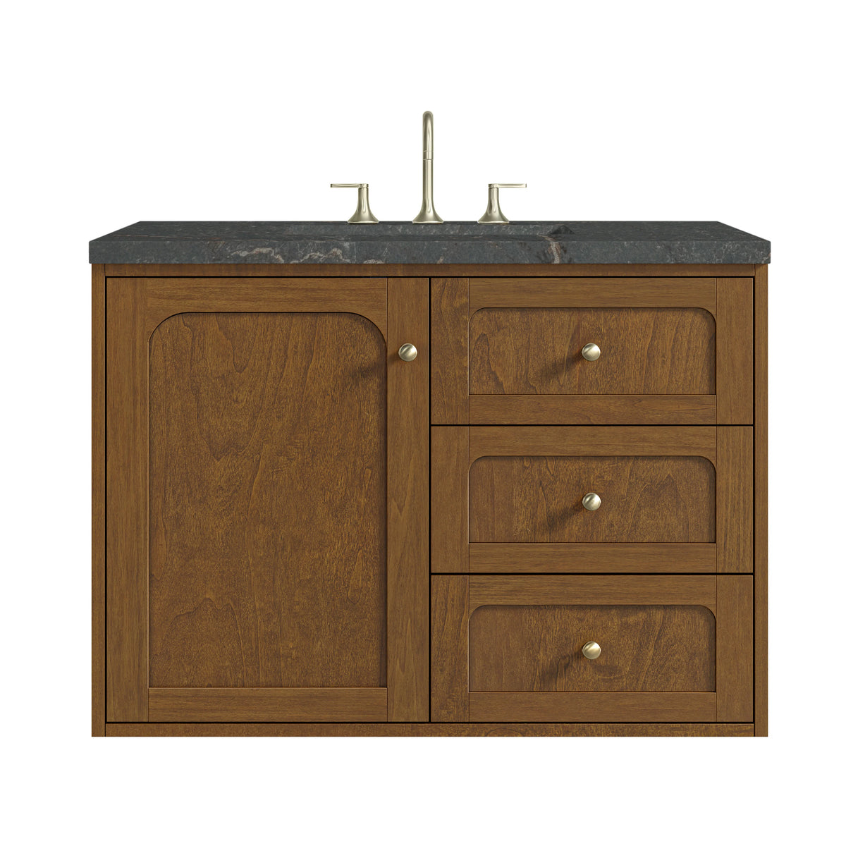Laurent 36" Single Vanity, Honey Oak w/ 3 CM Parisien Bleu Silestone Top, view 2