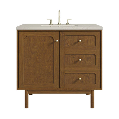 Laurent 36" Single Vanity, Honey Oak w/ 3 CM Siberian Silestone Top