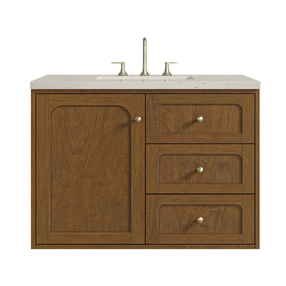 Laurent 36" Single Vanity, Honey Oak w/ 3 CM Siberian Silestone Top, view 2
