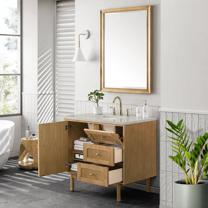 Laurent 36" Single Vanity, Light Natural Oak, w/ 3 CM Siberian Silestone Top, view 11