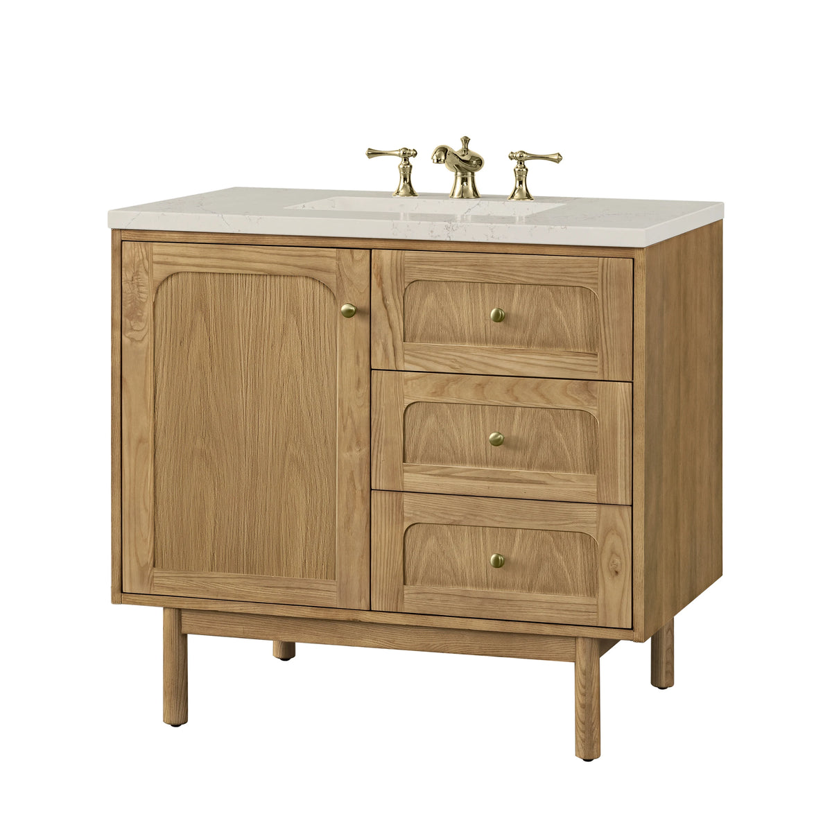 Laurent 36" Single Vanity, Light Natural Oak, w/ 3 CM Siberian Silestone Top, view 21