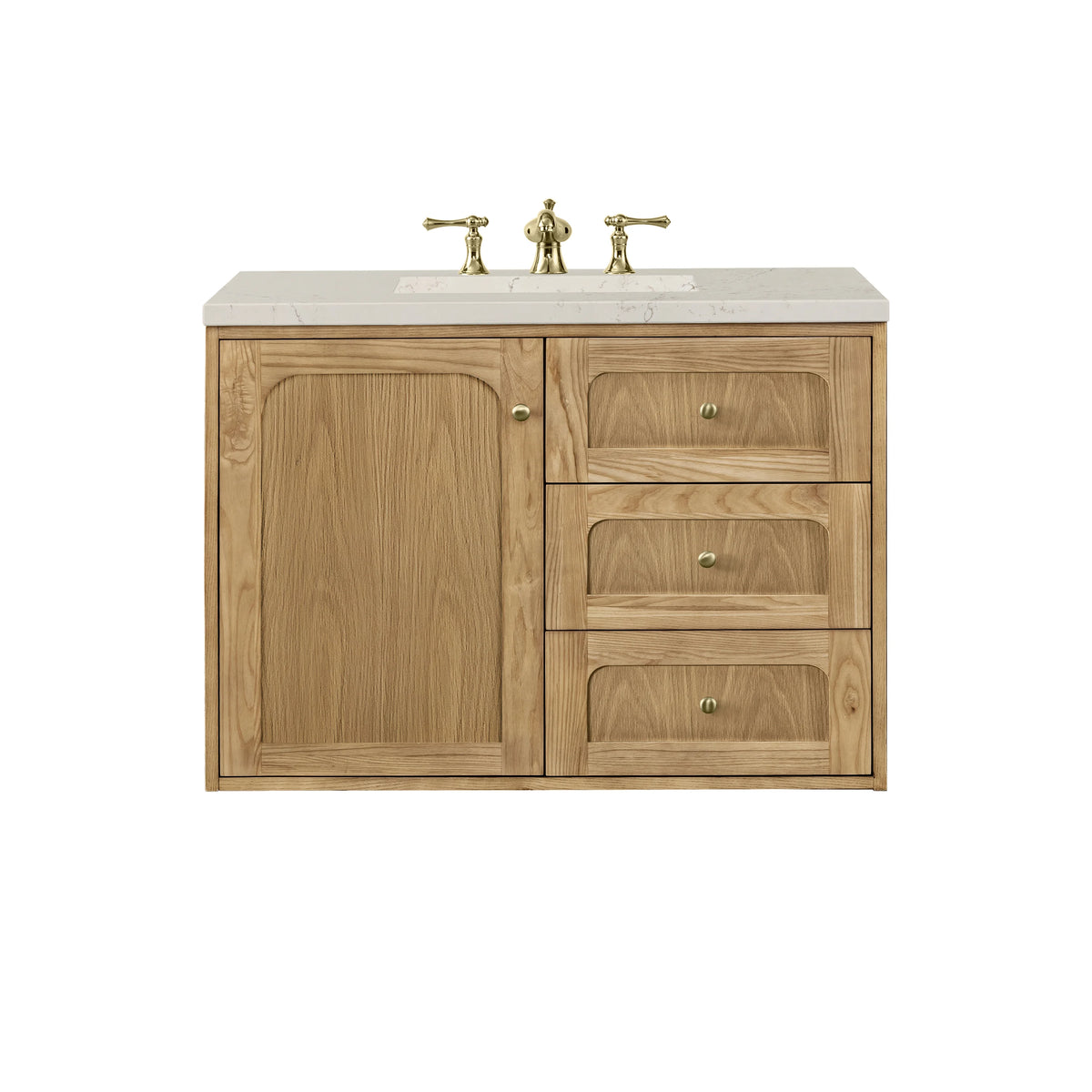 Laurent 36" Single Vanity, Light Natural Oak, w/ 3 CM Siberian Silestone Top, view 3