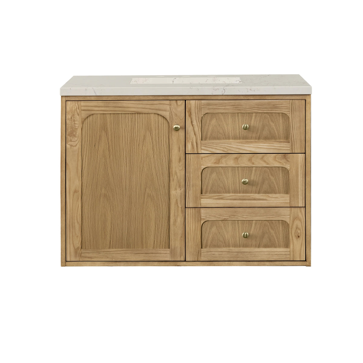 Laurent 36" Single Vanity, Light Natural Oak, w/ 3 CM Siberian Silestone Top, view 4