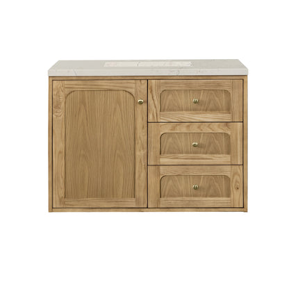 Laurent 36" Single Vanity, Light Natural Oak, w/ 3 CM Siberian Silestone Top, view 4