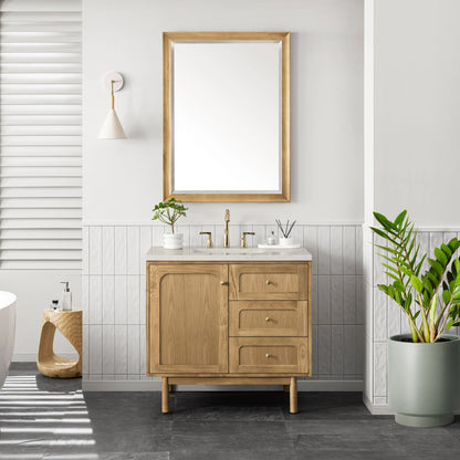 Laurent 36" Single Vanity, Light Natural Oak, w/ 3 CM Siberian Silestone Top, view 7