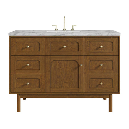 Laurent 48" Single Vanity, Honey Oak w/ 3 CM Carrara Marble Top