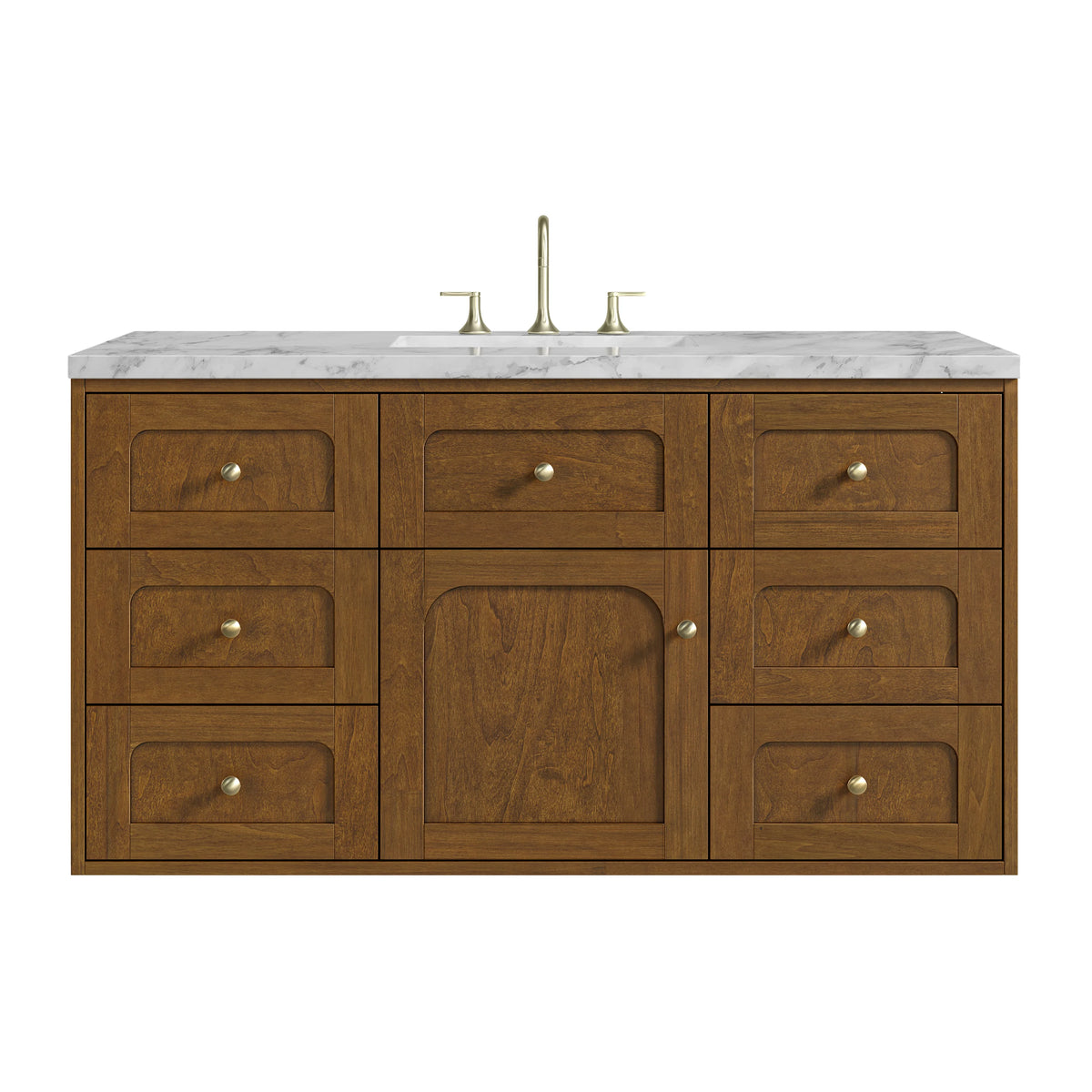 Laurent 48" Single Vanity, Honey Oak w/ 3 CM Carrara Marble Top, view 2