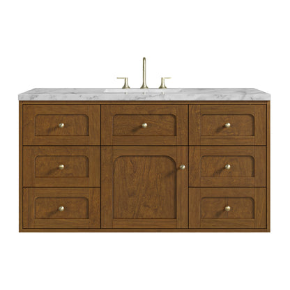 Laurent 48" Single Vanity, Honey Oak w/ 3 CM Carrara Marble Top, view 2