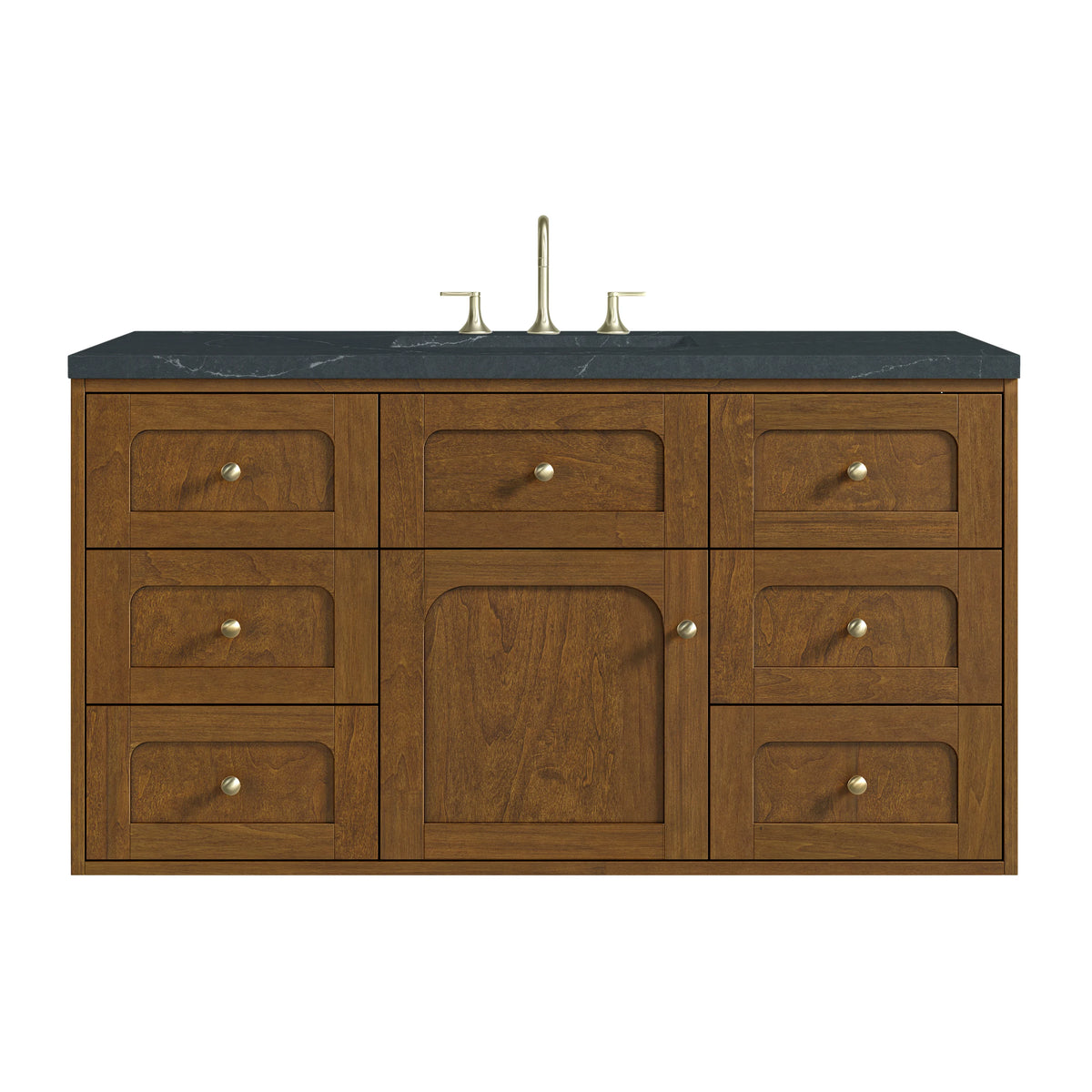 Laurent 48" Single Vanity, Honey Oak w/ 3 CM Charcoal Soapstone Silestone Top, view 2