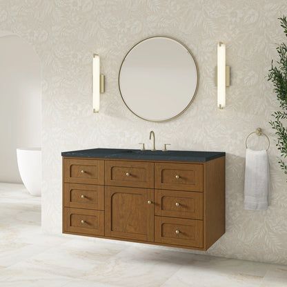 Laurent 48" Single Vanity, Honey Oak w/ 3 CM Charcoal Soapstone Silestone Top, view 8