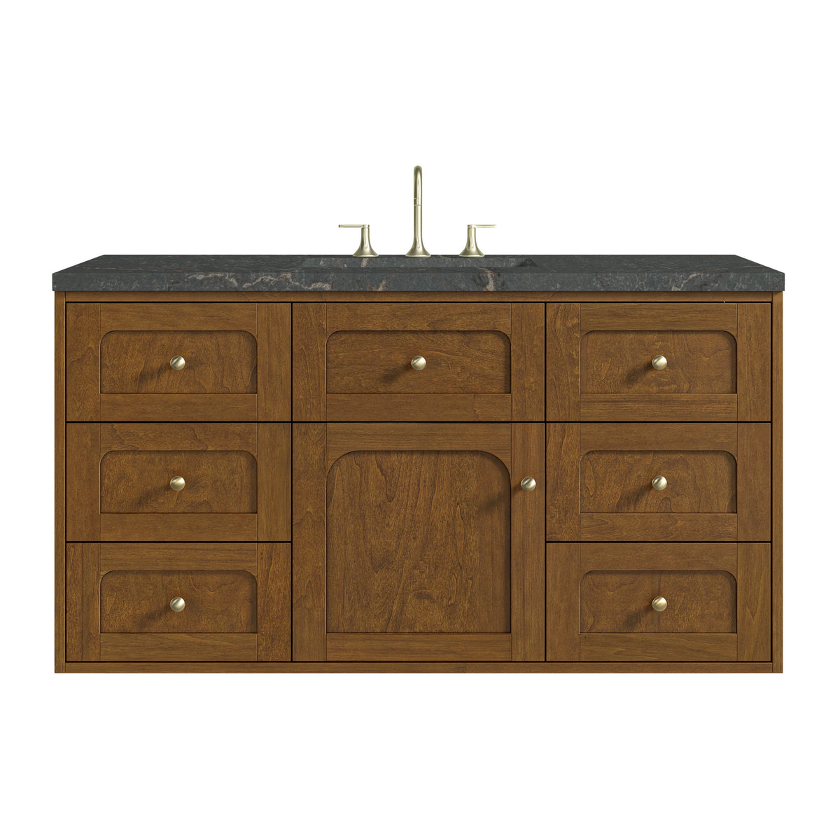 Laurent 48" Single Vanity, Honey Oak w/ 3 CM Parisien Bleu Silestone Top, view 2