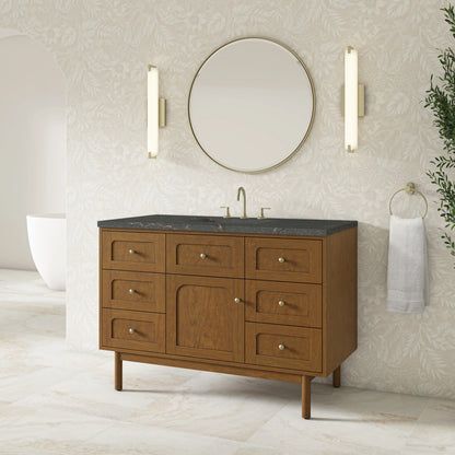 Laurent 48" Single Vanity, Honey Oak w/ 3 CM Parisien Bleu Silestone Top, view 7