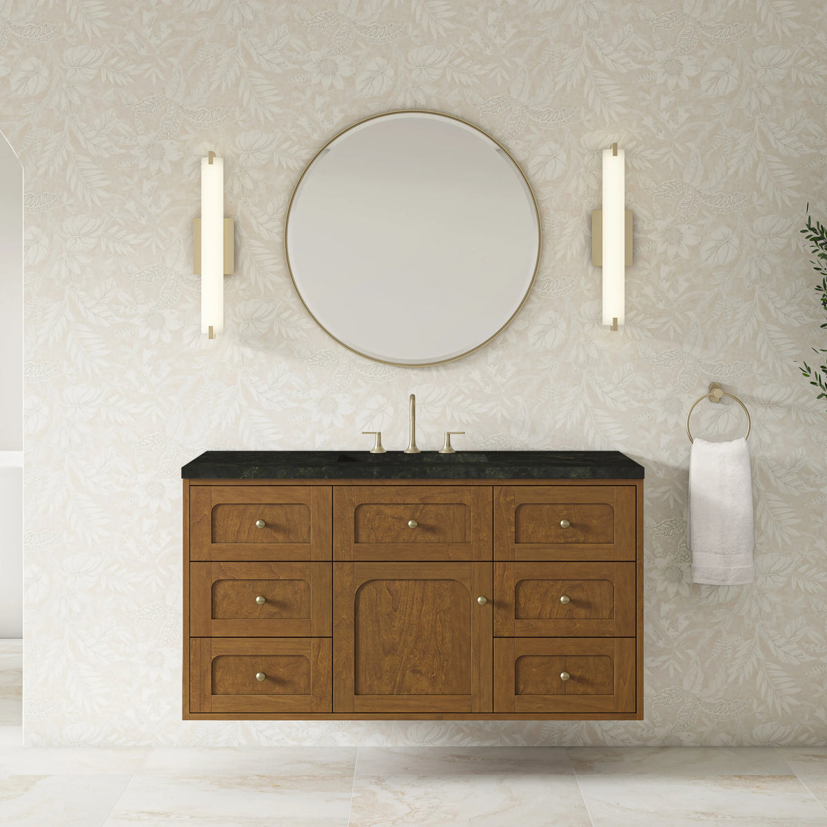 Laurent 48" Single Vanity, Honey Oak w/ 3 CM Phantome Eclos Top, view 6