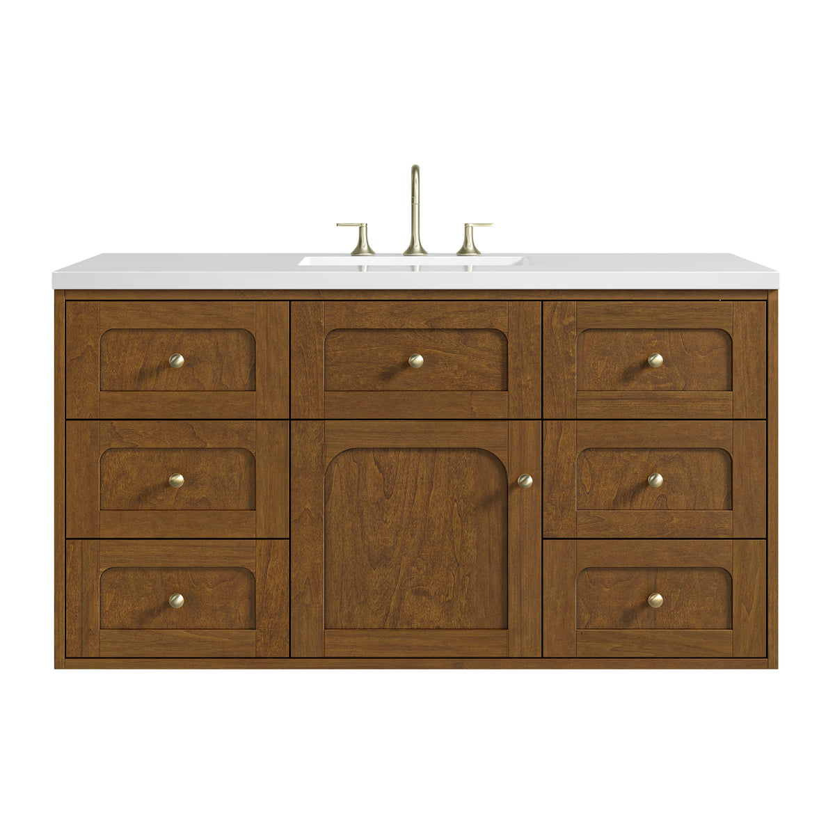 Laurent 48" Single Vanity, Honey Oak w/ 3 CM White Zeus Silestone Top, view 2