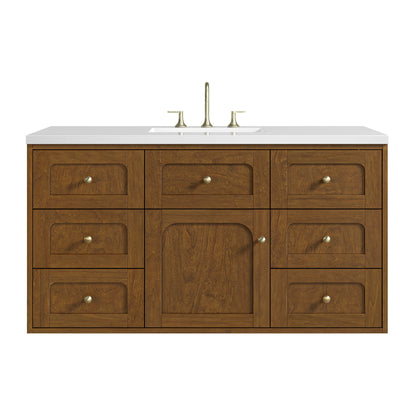 Laurent 48" Single Vanity, Honey Oak w/ 3 CM White Zeus Silestone Top, view 2