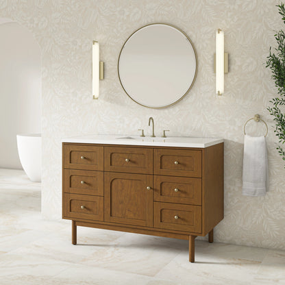 Laurent 48" Single Vanity, Honey Oak w/ 3 CM White Zeus Silestone Top, view 9