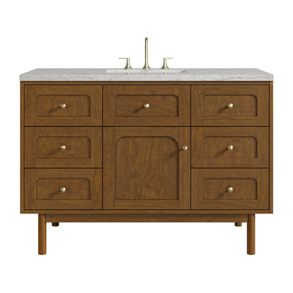 Laurent 48" Single Vanity, Honey Oak w/ 3 CM Eternal Jasmine Pearl Silestone Top w/FreePower Wireless Charger