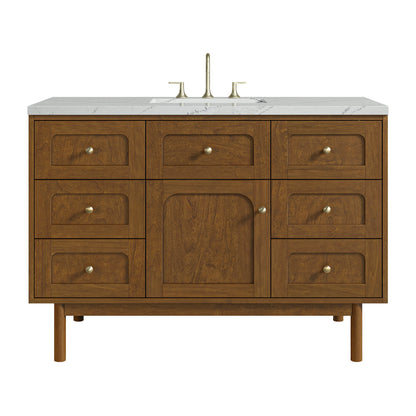 Laurent 48" Single Vanity, Honey Oak w/ 3 CM Ethereal Noctis Silestone Top w/FreePower Wireless Charger