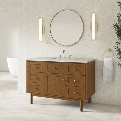 Laurent 48" Single Vanity, Honey Oak w/ 3 CM Ethereal Noctis Silestone Top w/FreePower Wireless Charger, view 8