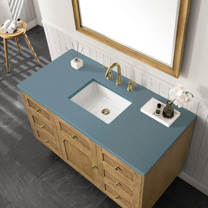 Renovate for Less Atlanta Laurent 48" Single Vanity, Light Natural Oak w/ 3 CM Cala Blue Top, view 14