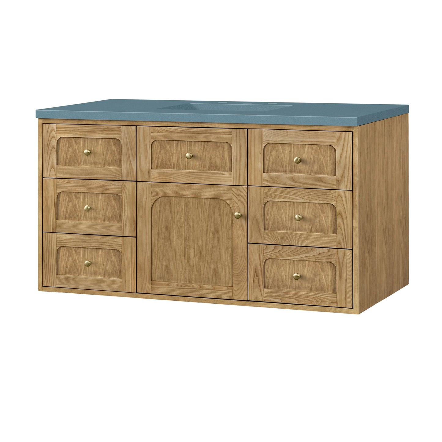 Renovate for Less Atlanta Laurent 48" Single Vanity, Light Natural Oak w/ 3 CM Cala Blue Top, view 19