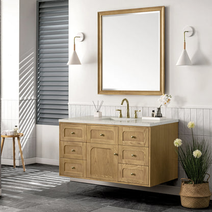 Laurent 48" Single Vanity, Light Natural Oak, w/ 3 CM Siberian Silestone Top, view 10