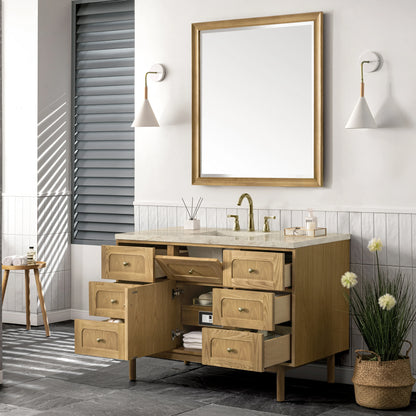 Laurent 48" Single Vanity, Light Natural Oak, w/ 3 CM Tajnar Eclos Top w/FreePower Wireless Charger, view 13