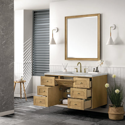 Laurent 48" Single Vanity, Light Natural Oak w/ 3 CM Victorian Silver Top w/FreePower Wireless Charger, view 12