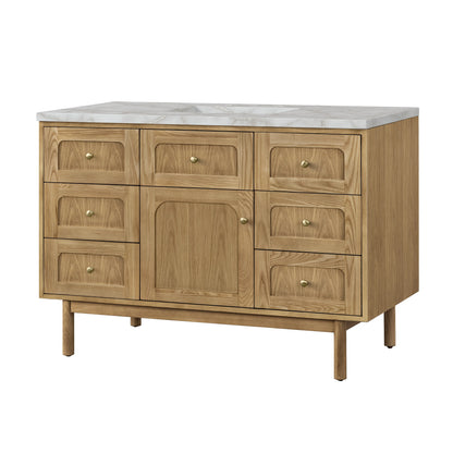 Laurent 48" Single Vanity, Light Natural Oak w/ 3 CM Victorian Silver Top w/FreePower Wireless Charger, view 20