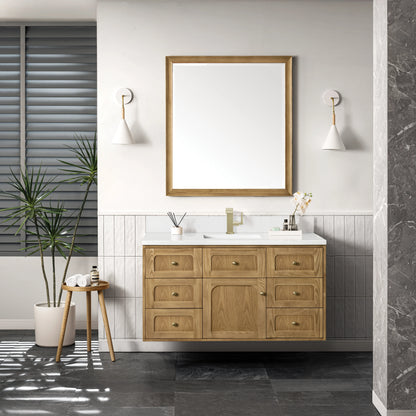 Laurent 48" Single Vanity, Light Natural Oak w/ Single Hole 3 CM White Zeus Top & Backsplash, view 5