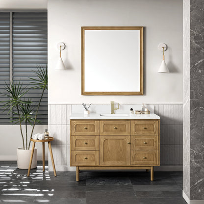 Laurent 48" Single Vanity, Light Natural Oak w/ Single Hole 3 CM White Zeus Top & Backsplash, view 6