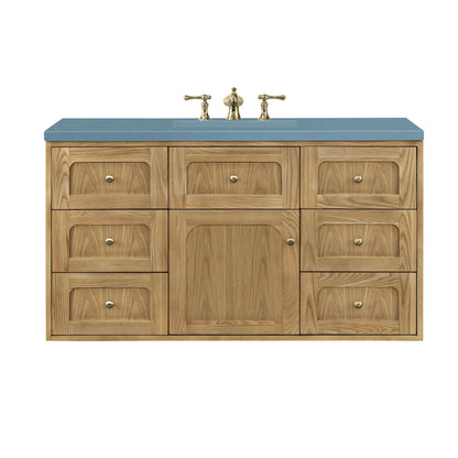 Renovate for Less Atlanta Laurent 48" Single Vanity, Light Natural Oak w/ 3 CM Cala Blue Top, view 3