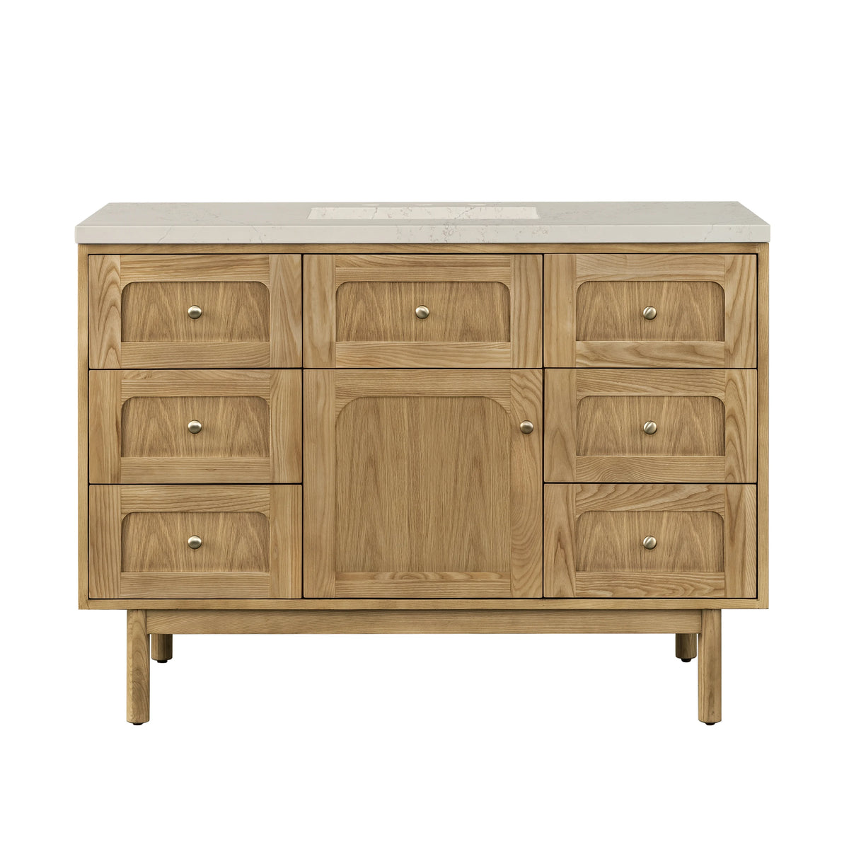 Laurent 48" Single Vanity, Light Natural Oak, w/ 3 CM Siberian Silestone Top, view 2