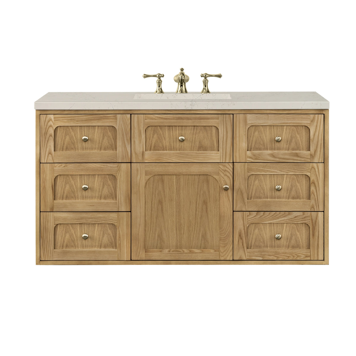 Laurent 48" Single Vanity, Light Natural Oak, w/ 3 CM Siberian Silestone Top, view 3