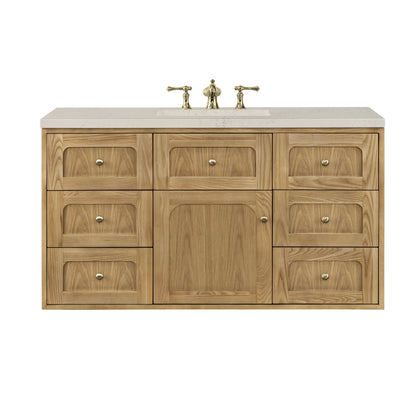 Laurent 48" Single Vanity, Light Natural Oak, w/ 3 CM Siberian Silestone Top, view 3