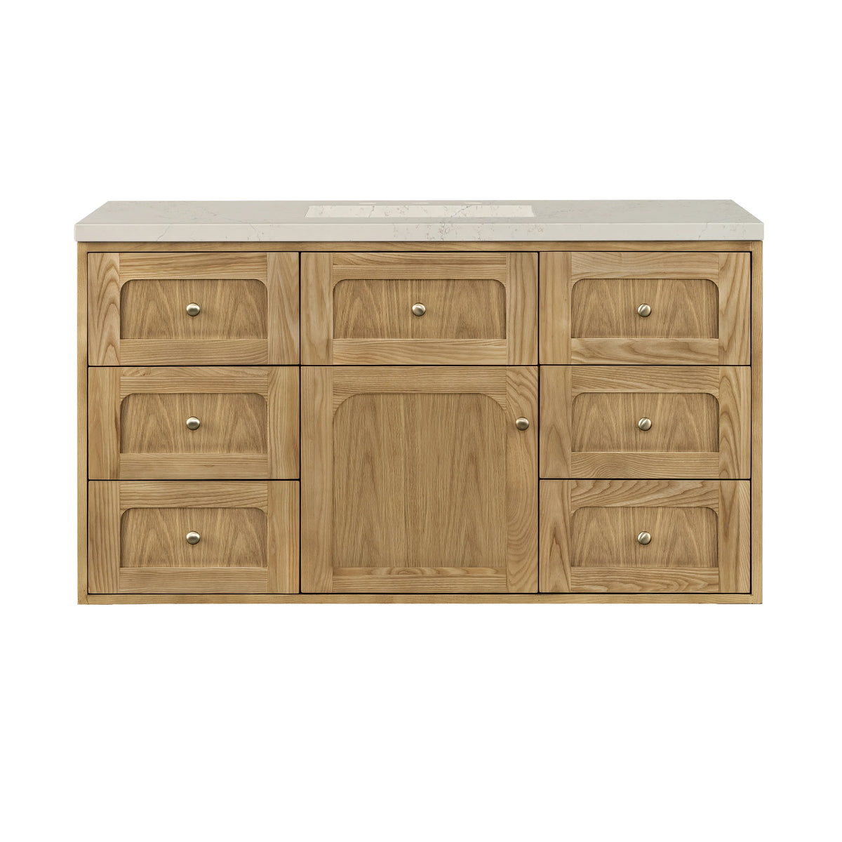 Laurent 48" Single Vanity, Light Natural Oak, w/ 3 CM Siberian Silestone Top, view 4