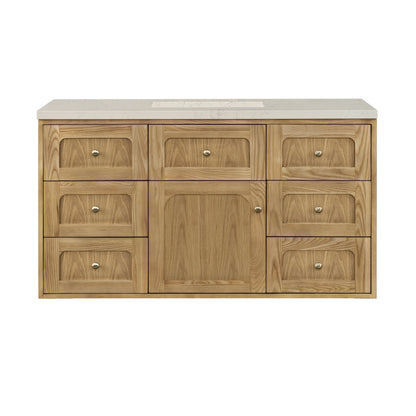 Laurent 48" Single Vanity, Light Natural Oak, w/ 3 CM Siberian Silestone Top, view 4