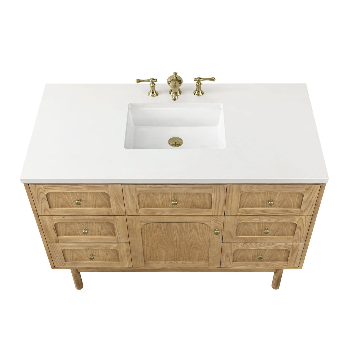 Laurent 48" Single Vanity, Light Natural Oak w/ 3 CM White Zeus Top, view 14