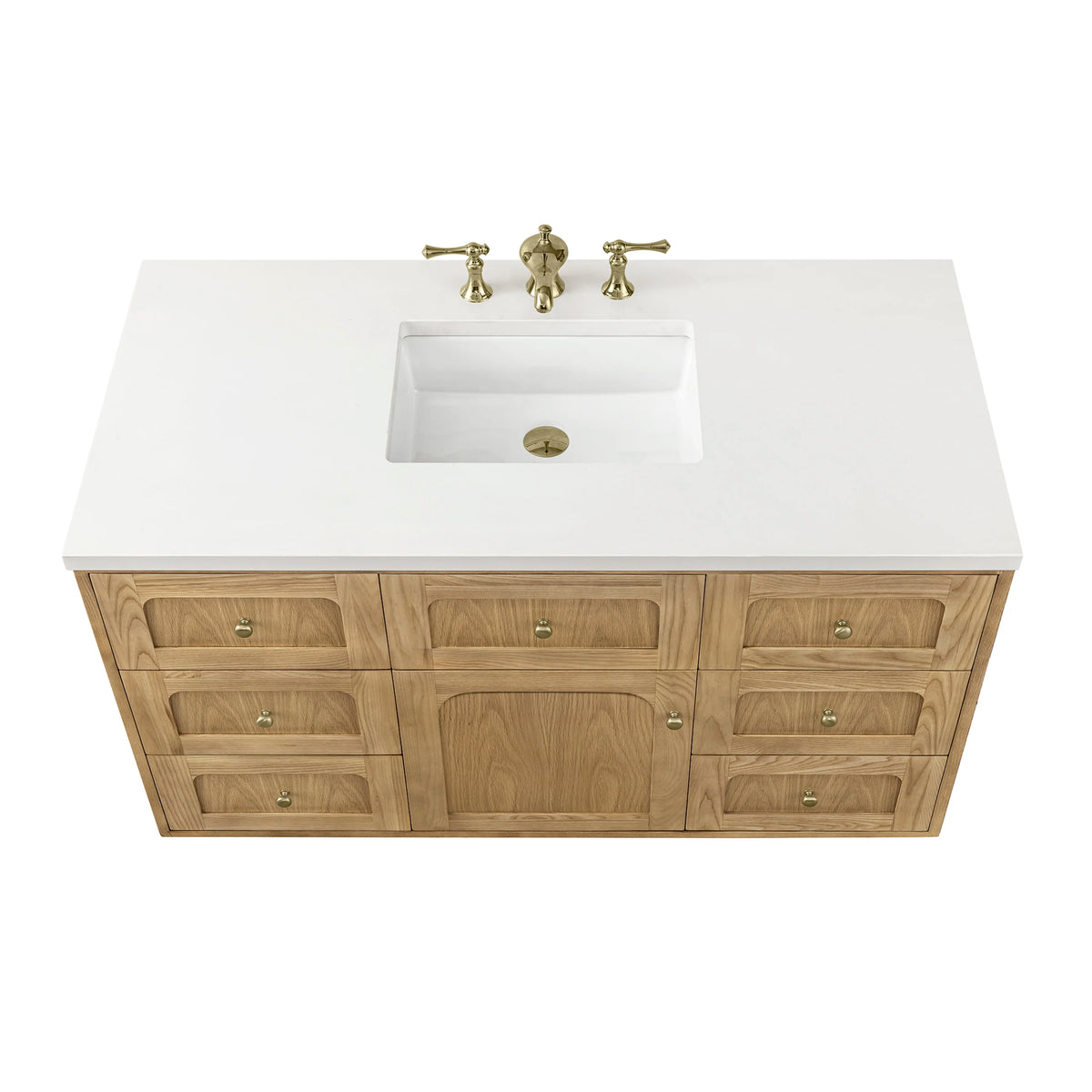 Laurent 48" Single Vanity, Light Natural Oak w/ 3 CM White Zeus Top, view 15