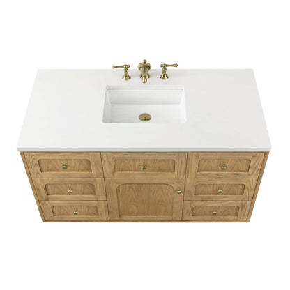 Laurent 48" Single Vanity, Light Natural Oak w/ 3 CM White Zeus Top, view 15