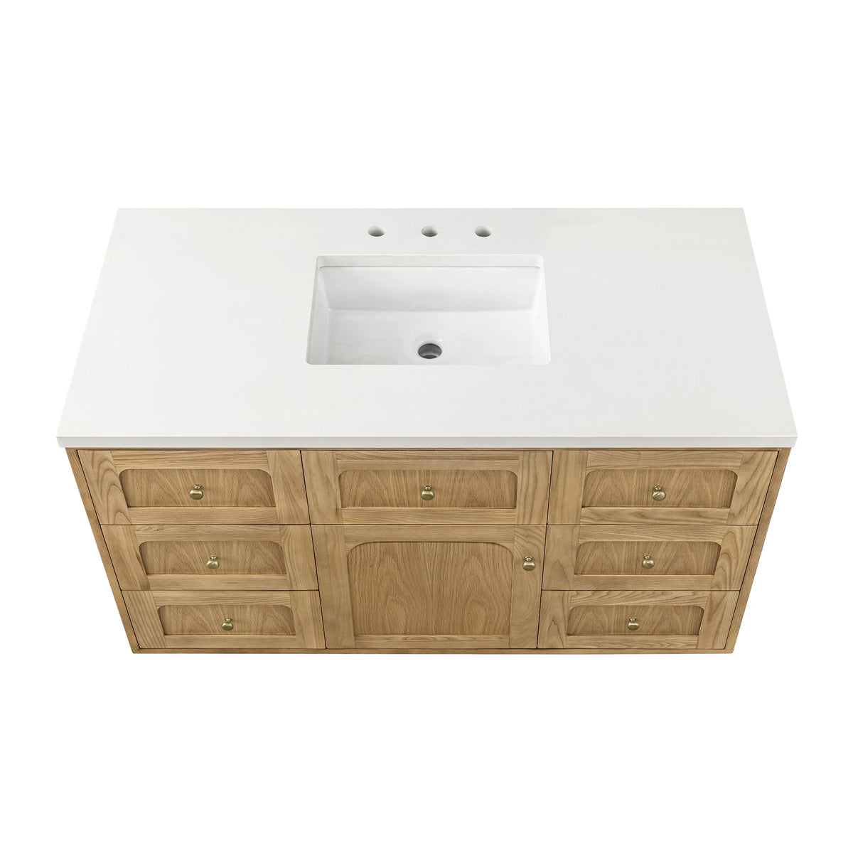 Laurent 48" Single Vanity, Light Natural Oak w/ 3 CM White Zeus Top, view 16