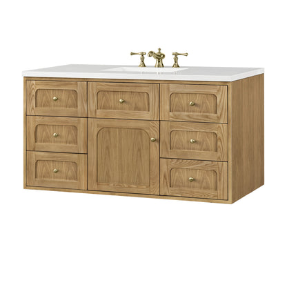 Laurent 48" Single Vanity, Light Natural Oak w/ 3 CM White Zeus Top, view 23