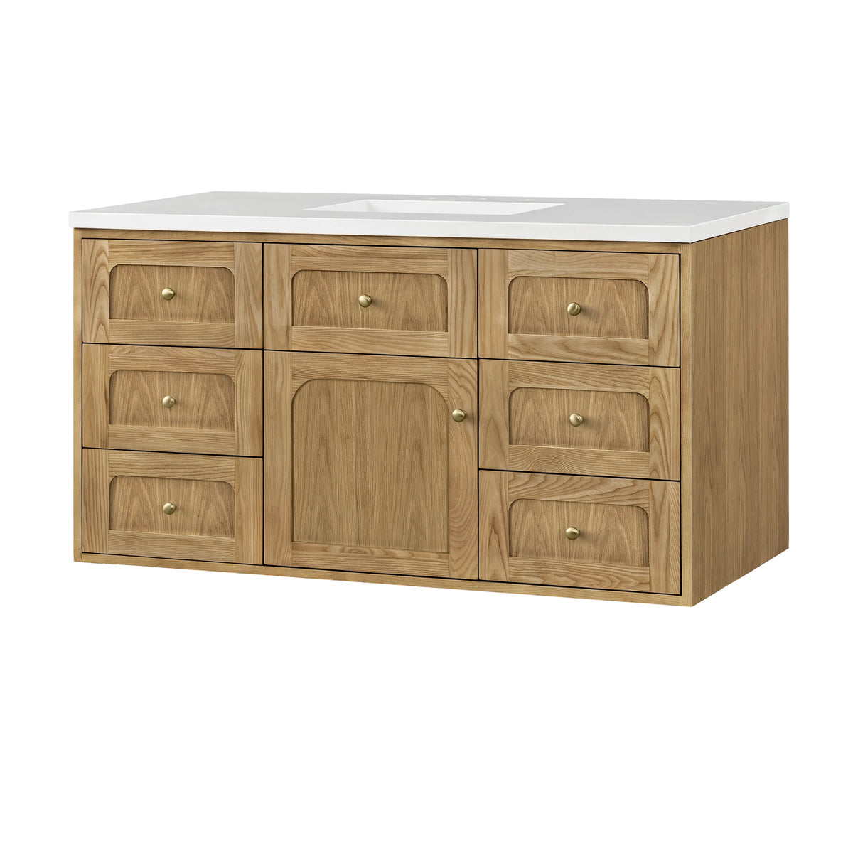 Laurent 48" Single Vanity, Light Natural Oak w/ 3 CM White Zeus Top, view 24