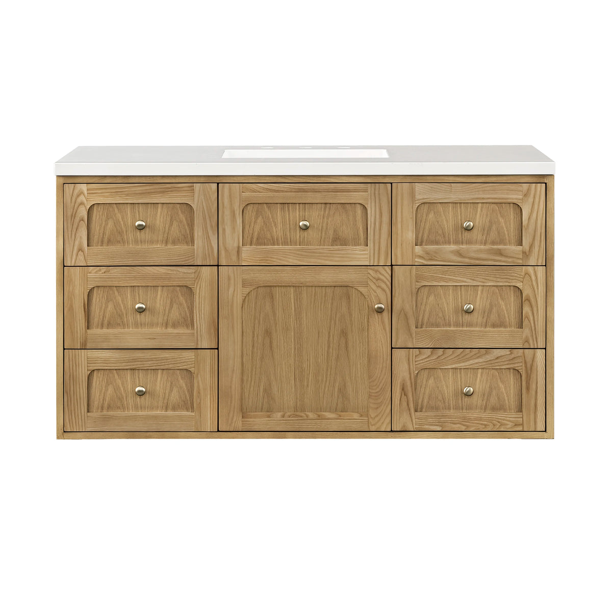 Laurent 48" Single Vanity, Light Natural Oak w/ 3 CM White Zeus Top, view 4