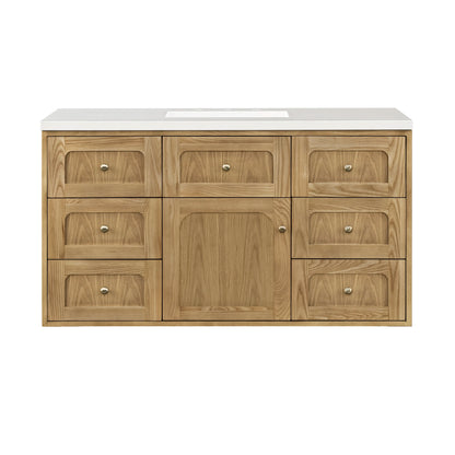 Laurent 48" Single Vanity, Light Natural Oak w/ 3 CM White Zeus Top, view 4