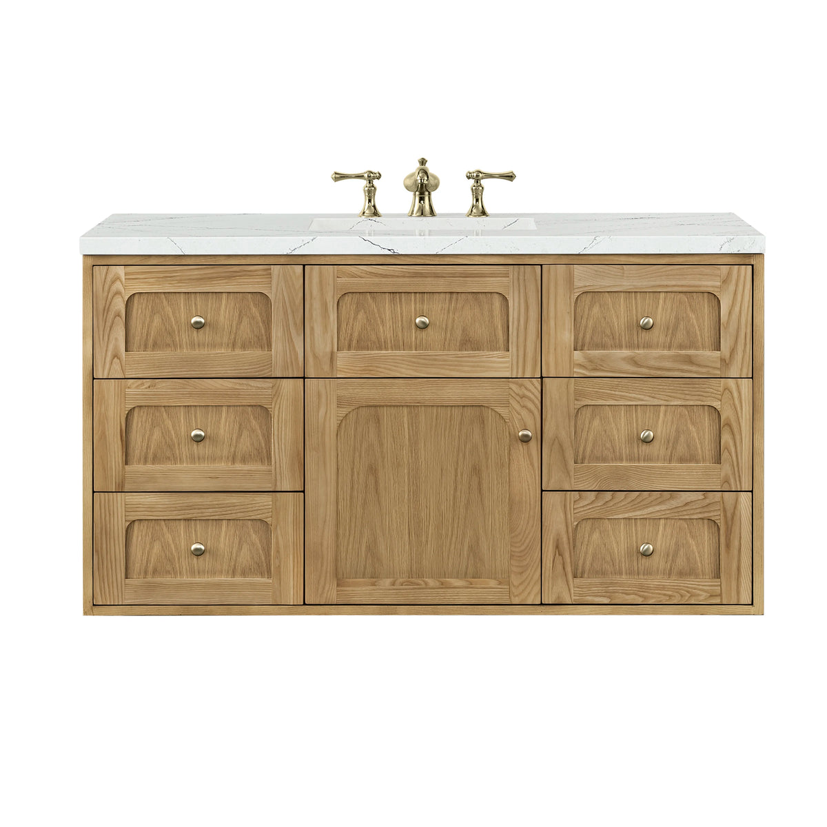 Laurent 48" Single Vanity, Light Natural Oak w/ 3 CM Ethereal Noctis Top w/FreePower Wireless Charger, view 2