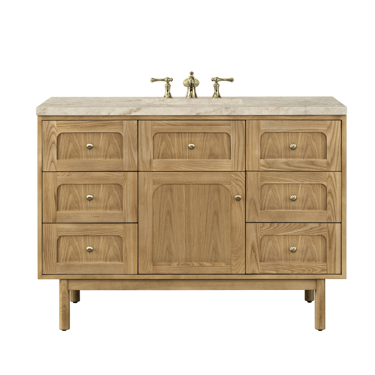Laurent 48" Single Vanity, Light Natural Oak, w/ 3 CM Tajnar Eclos Top w/FreePower Wireless Charger