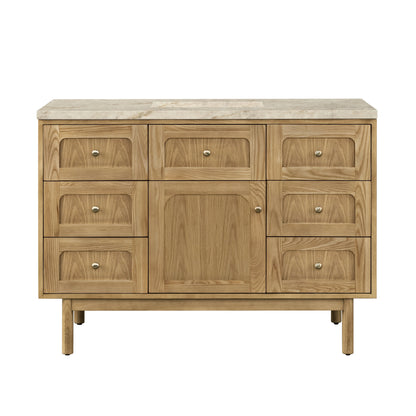 Laurent 48" Single Vanity, Light Natural Oak, w/ 3 CM Tajnar Eclos Top w/FreePower Wireless Charger, view 2