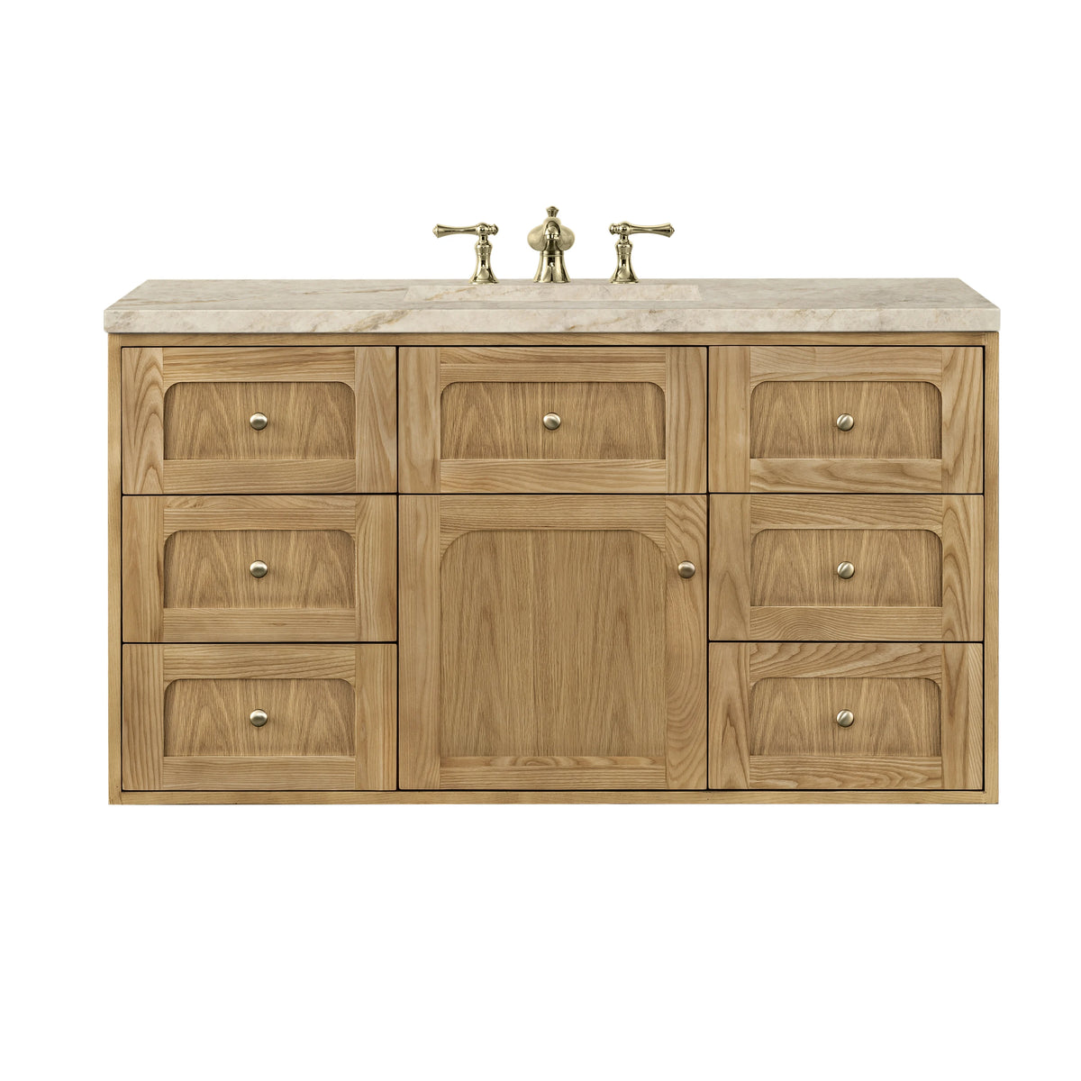 Laurent 48" Single Vanity, Light Natural Oak, w/ 3 CM Tajnar Eclos Top w/FreePower Wireless Charger, view 3