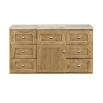 Laurent 48" Single Vanity, Light Natural Oak, w/ 3 CM Tajnar Eclos Top w/FreePower Wireless Charger, view 4